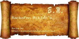 Backofen Miklós névjegykártya